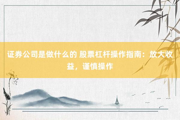 证券公司是做什么的 股票杠杆操作指南：放大收益，谨慎操作